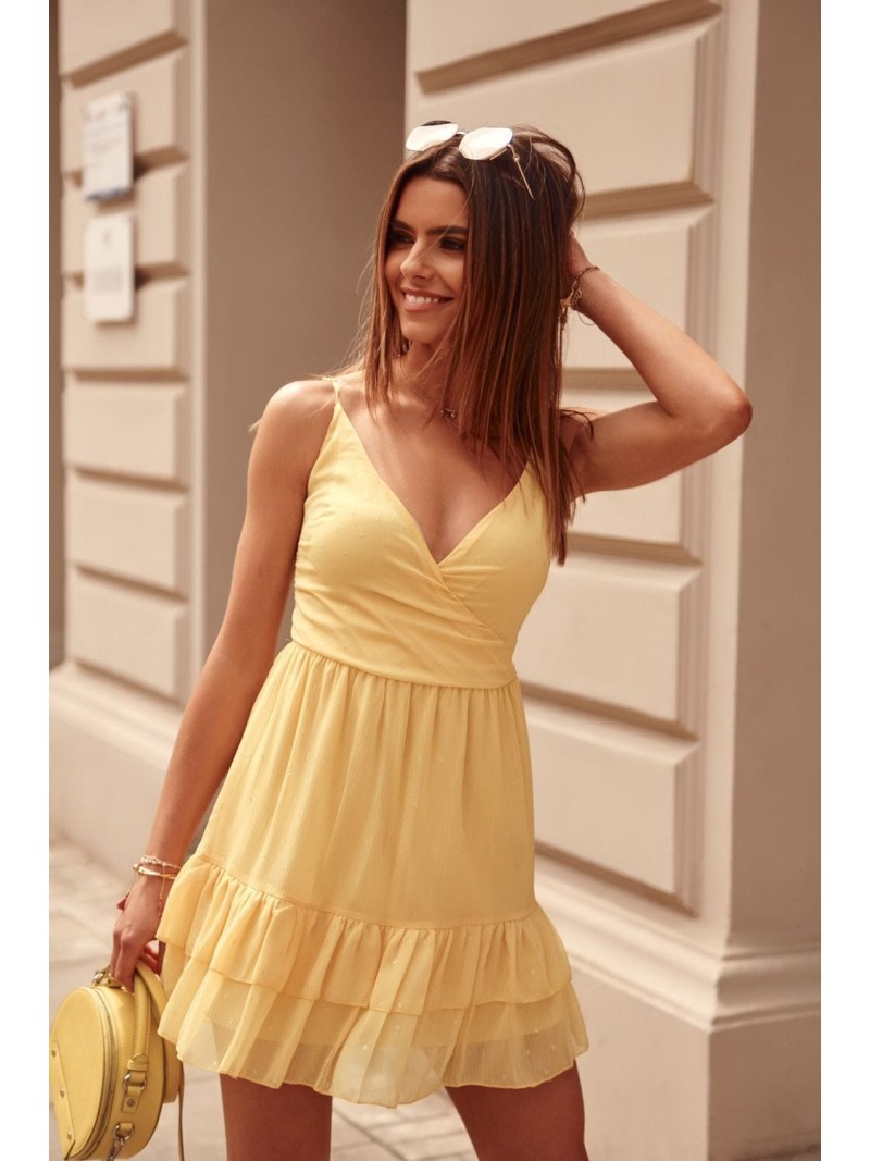 Elegant dress with thin straps, yellow PR3205 - Online store - Boutique